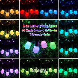 Color Changing String Lights Outdoor with Timer Remote, 48Ft RGB LED Patio Lights