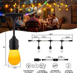 Color Changing String Lights Outdoor with Timer Remote, 48Ft RGB LED Patio Lights