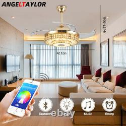 Colors Change Ceiling Fan 42 LED Light Lamp Bedroom Remote Chandelier Bluetooth