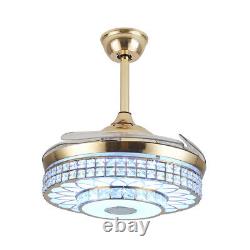 Colors Change Ceiling Fan 42 LED Light Lamp Bedroom Remote Chandelier Bluetooth