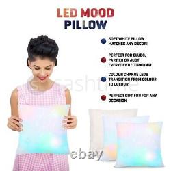 Colour Changing Mood Pillow LED Glow Dark Light Up Cosy Relax Fur Cushion Soft