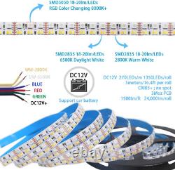 DC12V RGB CCT Color Changing LED Strip Light, 5050 RGB 2835 Warm White Daylight