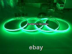 Double Row 4x 15.5 LED Wheel Rings Lights RGB Color Change Bluetooth Controlled