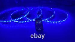 Double Row Color Changing 15.5 RGB LED Wheel Rim Lights Strobe Rings Bluetooth
