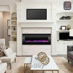 Electric NO HEAT Fireplace Color Changing LED Flames Wall Mount Remote 54 Inch