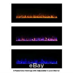 Electric NO HEAT Fireplace Color Changing LED Flames Wall Mount Remote 54 Inch