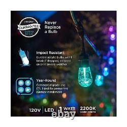 Enbrighten Premium Color Changing String Lights, 48ft Black Cord, 24 Shatterp