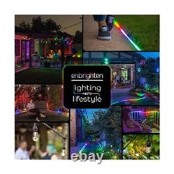 Enbrighten Premium Color Changing String Lights, 48ft Black Cord, 24 Shatterp