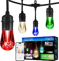 Enbrighten Premium Smart Color Changing String Lights, 48Ft Black Cord, 24 Shatt