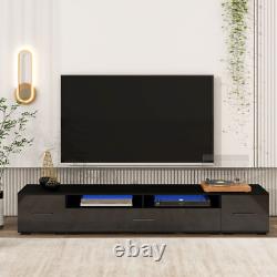 Extended Minimalist Design TV stand with Color Changing LED Lights Modern