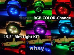 Fialights 15.5 IP68 RGB Multi-color Change Bluetooth LED Wheel Rings Lights Set