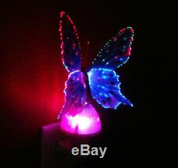 Fiber Optic Butterfly LED Color Change Night Light Lamp Blue