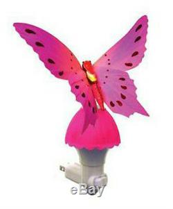 Fiber Optic Butterfly LED Color Change Night Light Lamp Pink