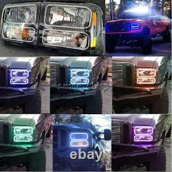 For 05-07 Ford F-250 Multi-Color Changing LED RGB SMD Halo Lower Headlight Rings