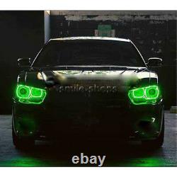 For 2011-2014 Dodge Charger Multi-Color SMD LED RGB Headlight Kit Halo Rings Set