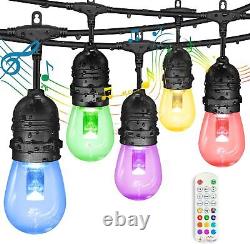 GANA Outdoor String Lights Patio Lights 96FT Music Flash RGBW Colourful IP65