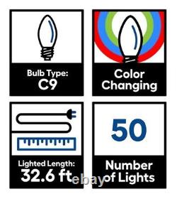 GE Color Choice 50 LED Dual Color C-9 Blue of Cool White Lights, NIB, (3 Boxes)