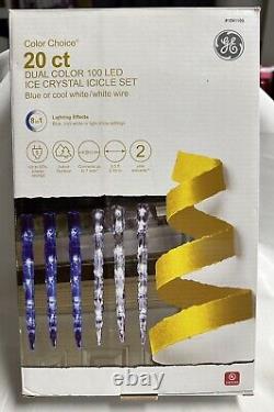 GE Color Choice Dual Color Cool White / Blue 20 Ct LED Icicle Lights 1041109