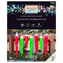 Gemmy Orchestra of Lights 24 LED Icicle Color-Changing Lights 23 ft 140 Effects