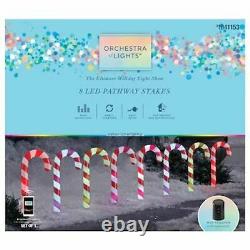Gemmy Orchestra of Lights 8 Color Changing Candy Cane Christmas Pathway Markers