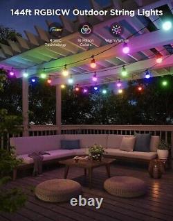 Govee Outdoor String Lights 2 144ft RGBIC Outdoor Lights with Warm White LED Bulbs