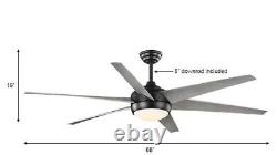 HDC Windward 68 Color Changing Integrated LED Matte Black Ceiling Fan