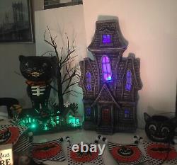 Halloween Blow Mold Style Haunted House Color Changing LED Lights & Sounds 24 H