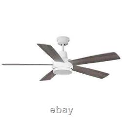 Hampton Bay Fanelee 54 in. Color Changing LED Matte White Smart Ceiling Fan