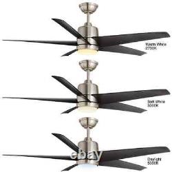 Hampton Bay Mena 54 in. Color Changing Integrated LED Brushed Nickel Ceiling Fan