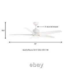 Hampton Bay Mena 54 in. Color Changing Integrated LED Matte White Ceiling Fan