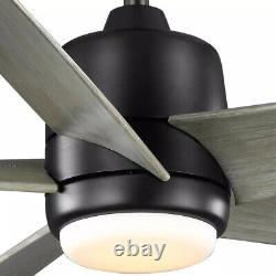 Hampton Bay Mena 54 in. Color Changing LED Indoor/Outdoor Black Ceiling Fan