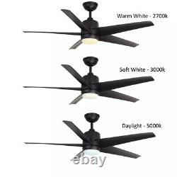 Hampton Bay Mena 54 in Color Changing LED Indoor/Outdoor Matte Black Ceiling Fan
