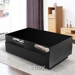 High Gloss LED Color Changing Coffee Side Table 4 Drawers Tea Cabinet withRemote