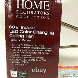 Home Decorator Ceiling Fan Palermo Grove, Color Changing, 60 inch LED Remote