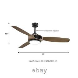 Home Decorators Sedgewood 60 in. White Color Changing LED Matte Black Ceiling Fan