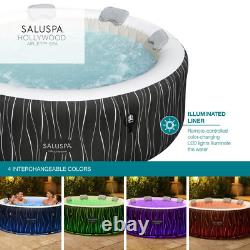 Hot Tub Air Jet Spa Color Changing LED Light Round Inflatable Cover 4-6 Person