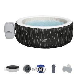 Hot Tub Air Jet Spa Color Changing LED Light Round Inflatable Cover 4-6 Person