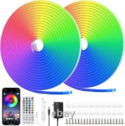 ICreating 66ft RGB Neon Rope Lights, Multi Color Changing LED 66ft, White