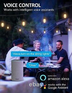 IP65 Waterproof 49Ft Patio Lights with Smart App & Voice Control 15 LED Bulbs