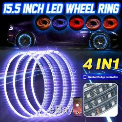 IP68 15.5'' RGB Color Change Illuminated LED Wheel Rings bluetooth x4PCS Lights
