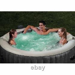 Intex Greywood Deluxe 4 Person Inflatable Portable Hot Tub Spa w LED Light, Gray