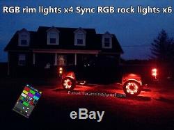 JHB 4pcs 15.5 RGB Color Changing LED Wheel Lights + 6pcs RGB Rock Lights Kit