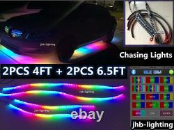 JHB IP68 Double Row LED Color Change Chasing Flow Bluetooth Underglow Strips Kit