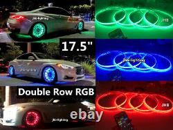 Jhb-lighting 17.5 Double Row RGB Color Changing LED Wheel Rings Lights 4PCS Set