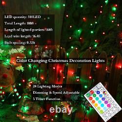 Joomer Color Changing String Lights, 180Ft 500 LED RGB LED String Lights Outdoor