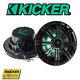 Kicker 4141KM654LCW 6.5 Marine Coaxial Speakers 4 Ohm Led Multi Color Change