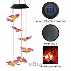 LED Butterfly Wind Chime Lights Solar Powered Color-Changing Outdoor Decor