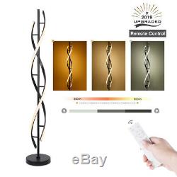 LED Floor Lamp Remote Control Black Spiral Dimmable Energy Saving Living Room