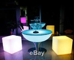 LED Illuminated Coffee Table & Cube Chair Color Changing Cocktail Event Portable