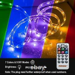 LED RGB Rope Lights Outdoor SURNIE 50ft 110V Flat Flexible Color Changing